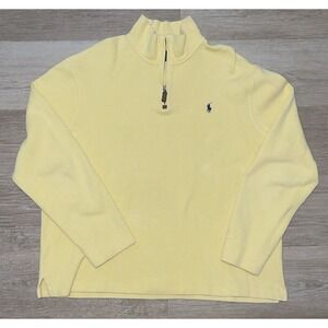 Polo Ralph Lauren Pullover Estate Rib Yellow Quarter 1/4 Zip Sweater‎ Size XL